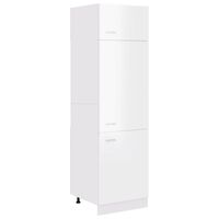 vidaXL ledusskapja skapis, spīdīgi balts, 60x57x207 cm, skaidu plāksne