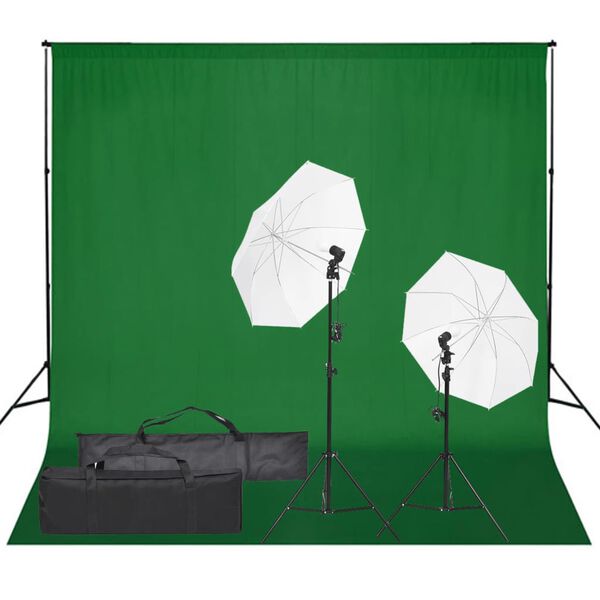 vidaXL fotostudijas komplekts, gaismas un fons