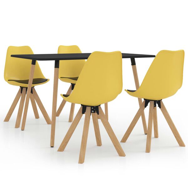 vidaXL 5-daļīgs virtuves mēbeļu komplekts, dzeltens un melns