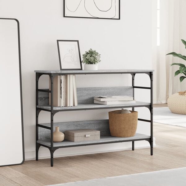 vidaXL konsoles galdiņ&scaron;, pelēcīgs, 100x32x75 cm, inženierijas koks