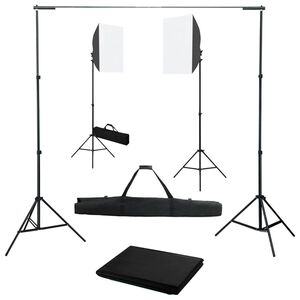 vidaXL fotostudijas komplekts &ndash; gaismas izkliedētāji un fons