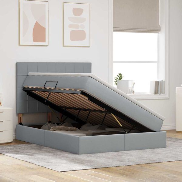 vidaXL Gulta ar uzglabā&scaron;anas vietu un matraci 140 x 200 cm Poliesters