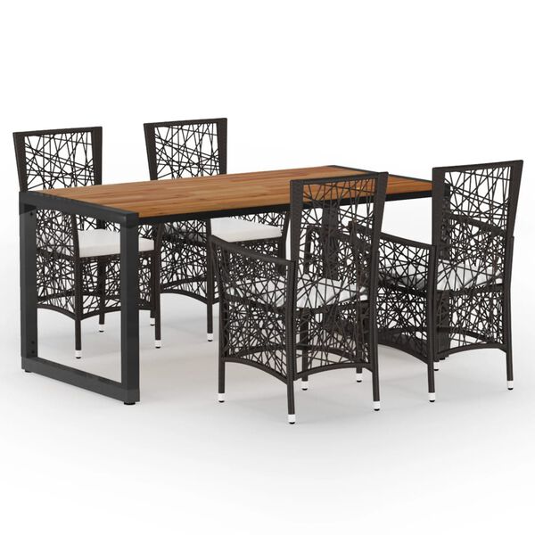 vidaXL 5-daļīgs dārza mēbeļu komplekts, brūns