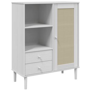 vidaXL kumode SENJA, balta, 90x40x112 cm, priedes masīvkoks