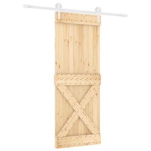 vidaXL Slīdo&scaron;ās durvis 80 x 210 cm Cieta priedes koks (neapstrādāts)