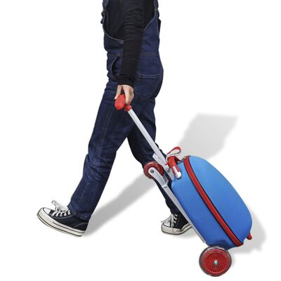vidaXL bērnu skrejritenis ar ceļojumu koferi, zils