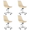 vidaXL grozāmi virtuves krēsli, 4 gab., krēmkrāsas audums