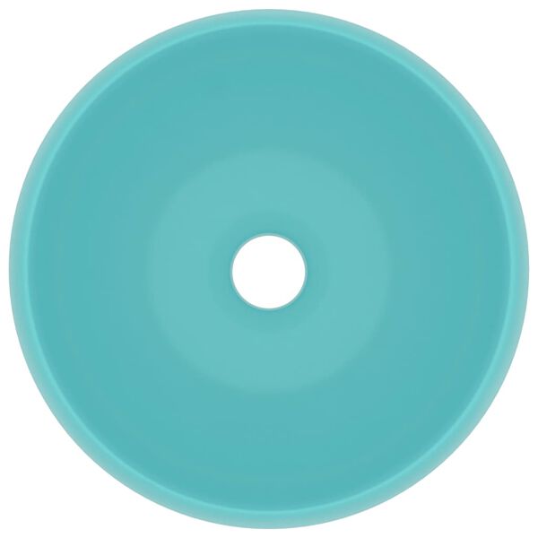 vidaXL izlietne, apaļa, 40x15 cm, matēta gai&scaron;i zaļa keramika