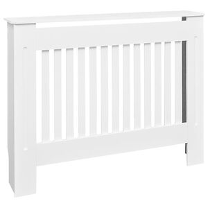 Balts radiatoru pārsegs, plaukts, 112 cm, inženierijas koks