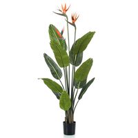 vidaXL mākslīgais augs, strelīcija podā ar ziediem, 120 cm