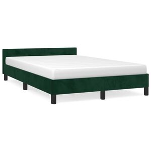 vidaXL gultas rāmis bez matrača tum&scaron;i zaļ&scaron; 120x190 cm samts