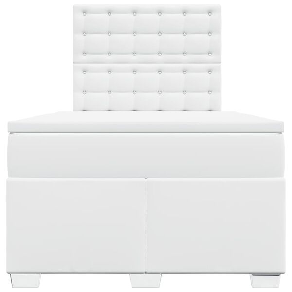 vidaXL atsperu gulta ar matraci, balta, 120x200 cm, mākslīgā āda