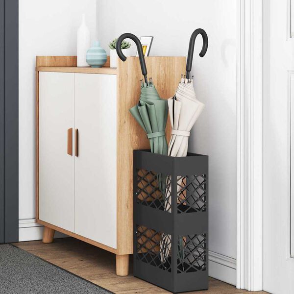 vidaXL Lietussarga statīvs Melna 28 x 12 x 41 cm Tērauds