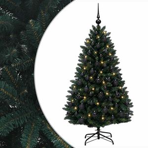 vidaXL Mākslīgā Ziemassvētku egle, tum&scaron;i zaļa, ar bumbiņu 150 cm