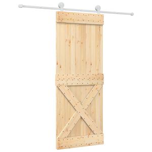 vidaXL Slīdo&scaron;ās durvis 80 x 210 cm Cieta priedes koks (neapstrādāts)