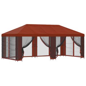 vidaXL Paviljons ar sānu sienām 6 x 3 m Sarkanbrūns