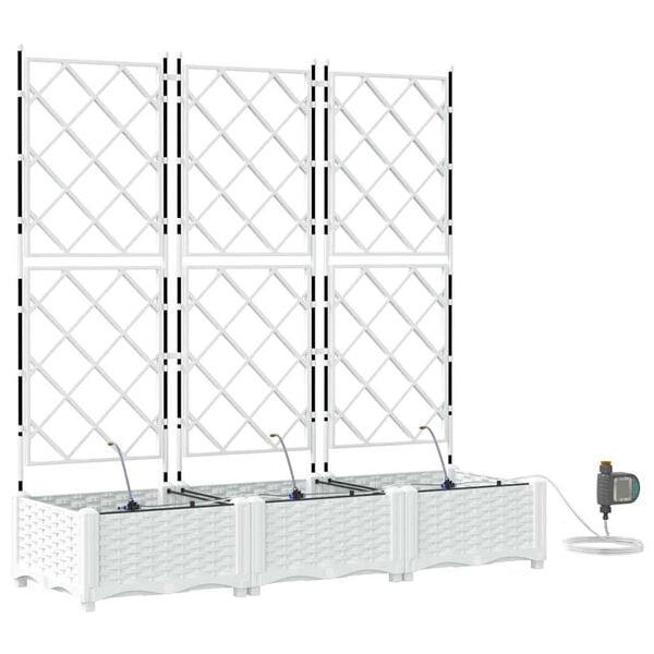 vidaXL Dārza stādītājs 3 pcs Balts Tērauds