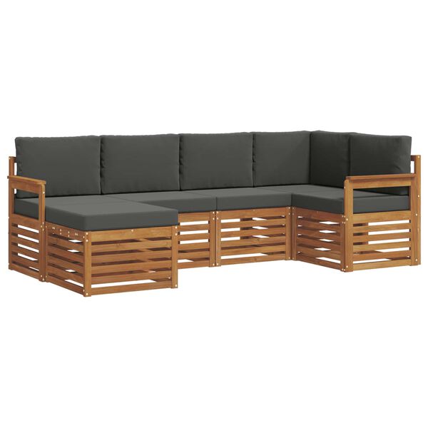 vidaXL Stūru dīvānu komplekts ar spilvenu 6 pcs Dabisks un antracīts