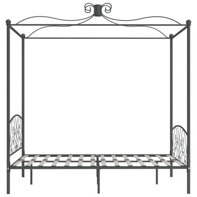 vidaXL gultas rāmis ar nojumi, pelēks, metāls, 140x200 cm