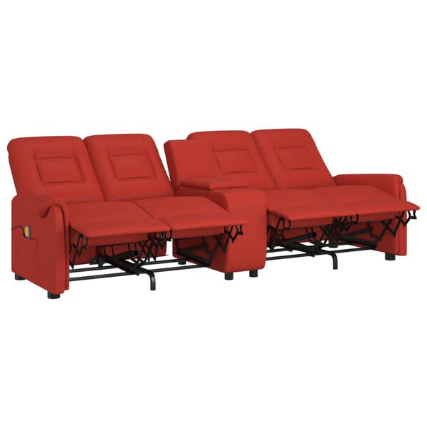 vidaXL četrvietīgs masāžas krēsls ar glāžu turētāju, vīnsarkans