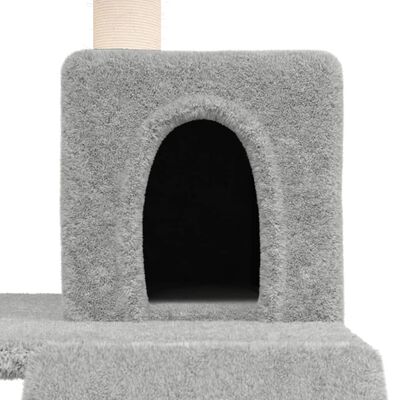 vidaXL kaķu māja ar sizala stabiem nagu asināšanai, 82 cm, pelēka