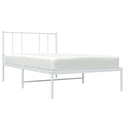 vidaXL gultas rāmis ar galvgali, balts metāls, 100x190 cm