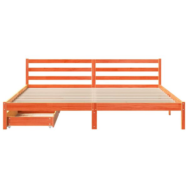 vidaXL gulta bez matrača, vaska brūnas, 180x200 cm, priedes masīvkoks