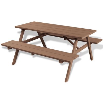 vidaXL piknika galds ar soliem, brūns, 150x139x72,5 cm, WPC