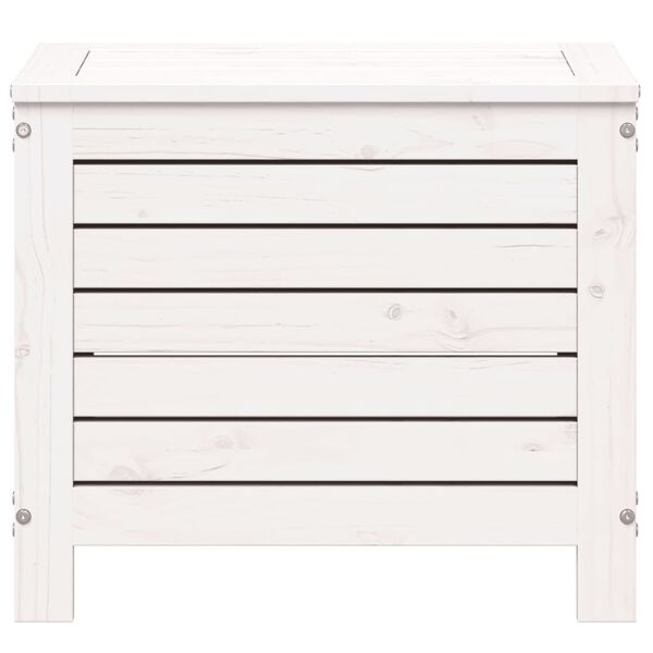 vidaXL dārza kājsoliņ&scaron;, balts, 62x31,5x52 cm, priedes masīvkoks