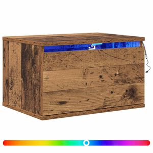 vidaXL Sienā piestiprināms naktsgaldiņ&scaron; Vecs koks 50 x 36 x 30 cm