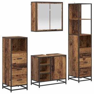 vidaXL Vannas istabas mēbeļu komplekts ar atvilktni 4 pcs Vecs koks
