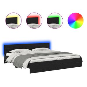 vidaXL Gultas rāmis Melns ozolkoks 200 x 200 cm Inženierijas koks