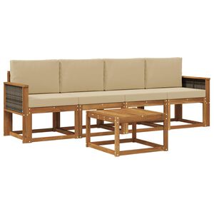 vidaXL Āra dīvānu komplekts ar spilvenu 4 pcs Dabiska