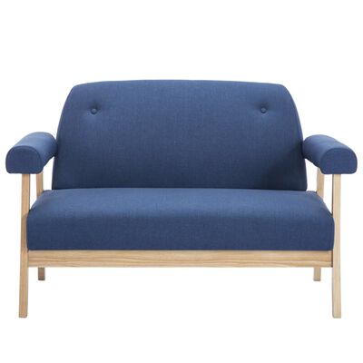 vidaXL dīvāns, divvietīgs, zils audums