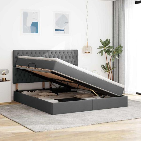 vidaXL Gulta ar uzglabā&scaron;anas vietu un matraci 160 x 200 cm Poliesters