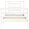 vidaXL gultas rāmis ar galvgali, balts, masīvkoks, 90x200 cm