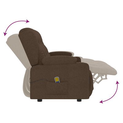 vidaXL trīsvietīgs masāžas krēsls ar glāžu turētāju, brūns