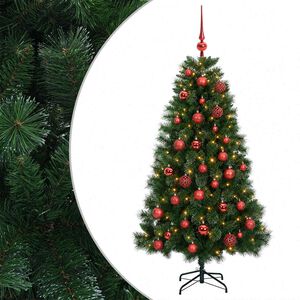 vidaXL Mākslīgā Ziemassvētku egle ar rotājumu bumbu 120 cm 150 LED