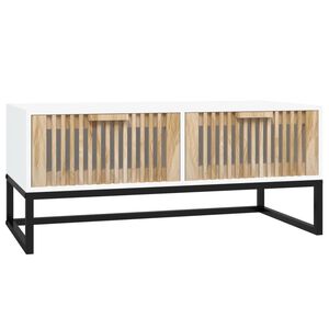 vidaXL kafijas galdiņ&scaron;, 80x40x35 cm, inženierijas koks, dzelzs, balts