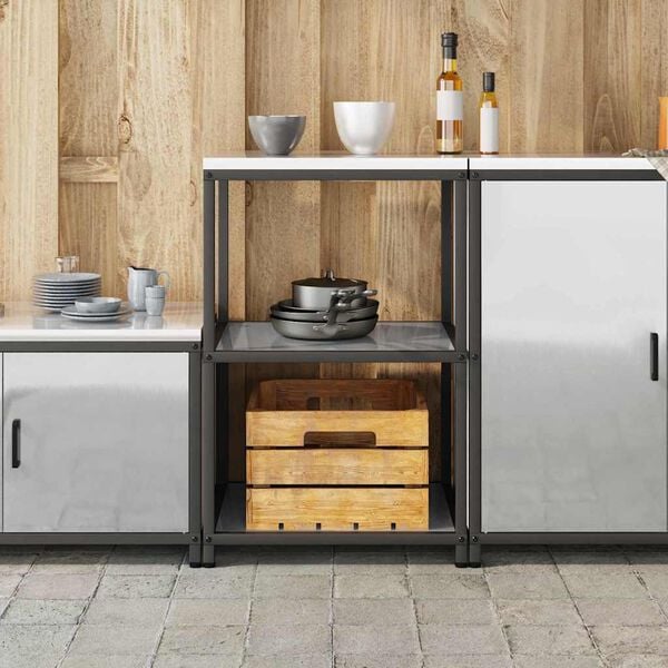 vidaXL Virtuves Uzglabā&scaron;ana ar plauktu Sudraba 60 x 50 x 92 cm Tērauds