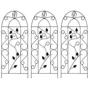 vidaXL vīteņaugu balsti, 3 gab., melni, 40x100 cm, dzelzs
