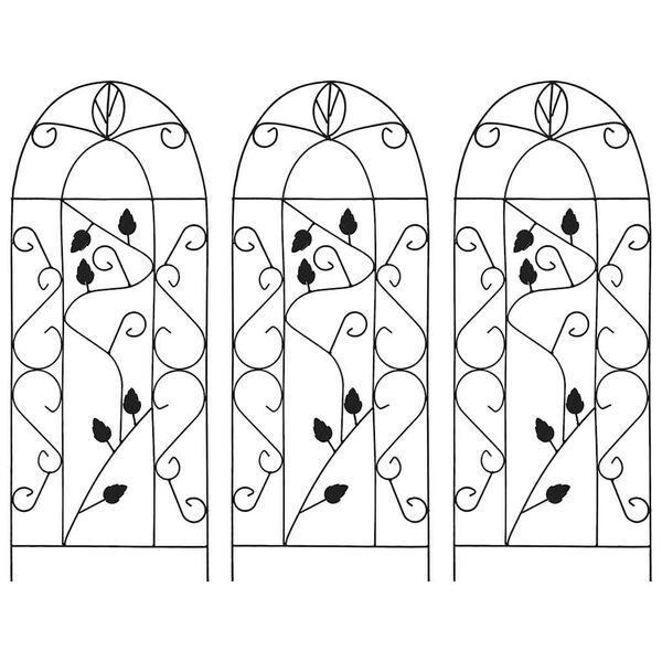 vidaXL vīteņaugu balsti, 3 gab., melni, 40x100 cm, dzelzs