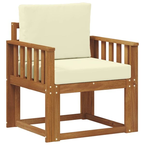 vidaXL Āra dīvāns Cieta akācijas koks un poliesters Dabiska