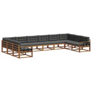 vidaXL Āra dīvānu komplekts ar spilvenu 10 pcs Dabisks un antracīts