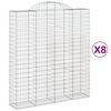 vidaXL arkveida gabiona grozi, 8 gb., 200x50x220/240cm, cinkota dzelzs
