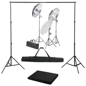 vidaXL fotostudijas komplekts, gaismas un fons