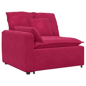 vidaXL modulārs dīvāna roku balstu gala modulis ar spilveniem, vīna sarkans, 100 cm