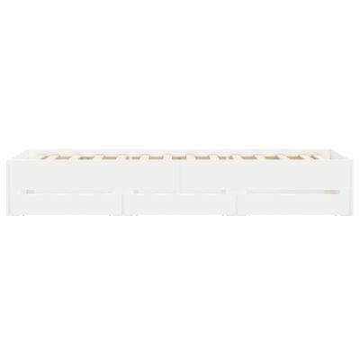 vidaXL gultas rāmis ar atvilktnēm, balts, 75x190 cm, inženierijas koks
