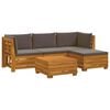 vidaXL Āra dīvānu komplekts 5 Gabals Brūna Cietā akācijas koks