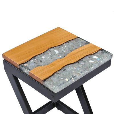 vidaXL kafijas galdiņš, 30x30x50 cm, masīvs tīkkoks un polirezīns